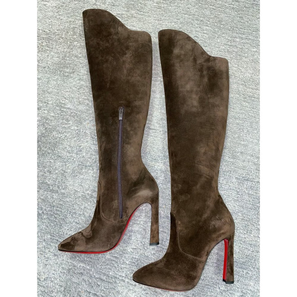 Christian Louboutin Eleonor Botta 100 Arabica Brown OTK Knee High Heel Boot 39.5 - Picture 12 of 12